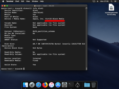 Mac OS running VirtIO-blk drivers per Gerd's testing